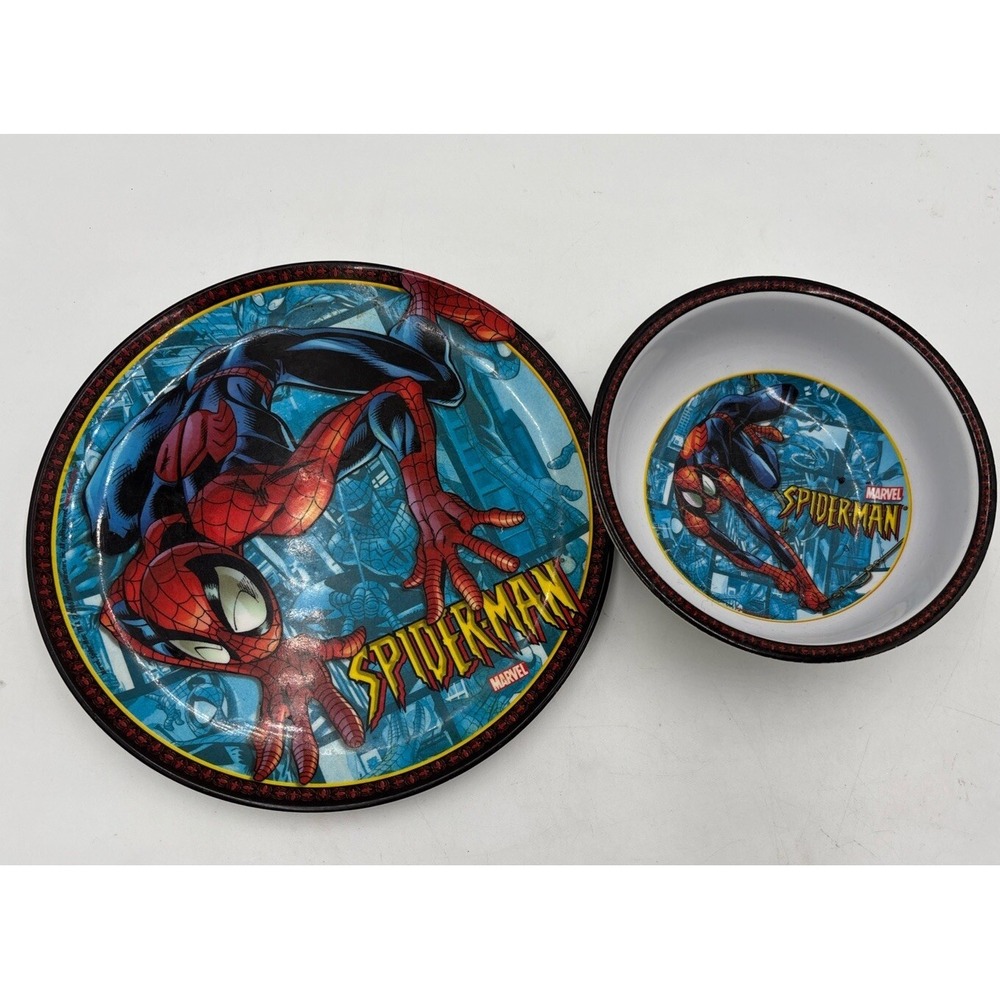 The Amazing Spider-man Marvel Melamine Plastic 1 Plate & 1 Bowl Zak